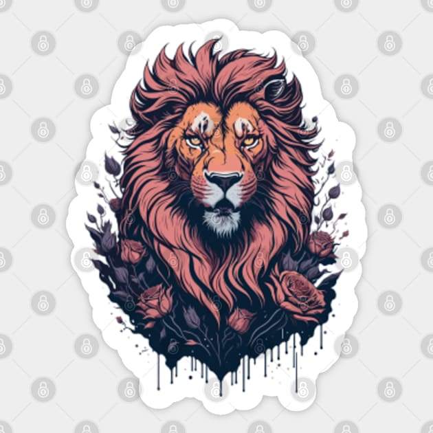 Royal Roses - Majestic Lion Sticker by DesignINKZ